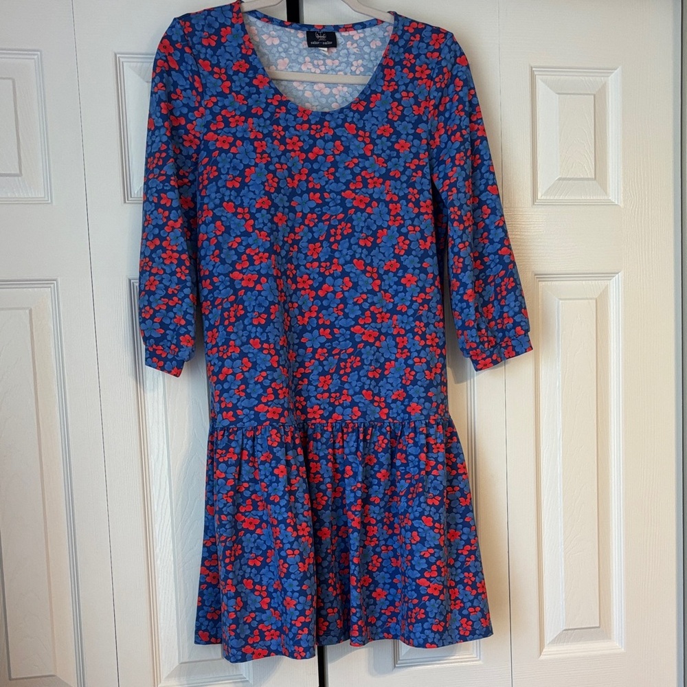 Sailor Sailor Floral Blue and Red Dress- Small